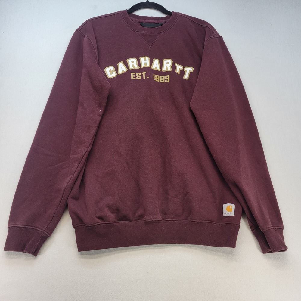 Carhartt Crewneck Sweatshirt Mens Small Burgundy Loose Fit Fleece